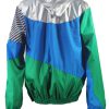 Silver Hood Green Blue Windbreaker Jacket Back