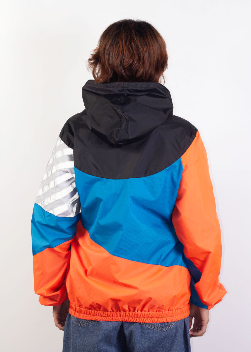 Black Hood Orange Blue Windbreaker Jacket