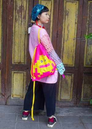 Pixel Monster Backpack Neon Pink