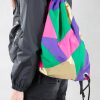 Gold Purple Pink Green Drawstring Backpack Model