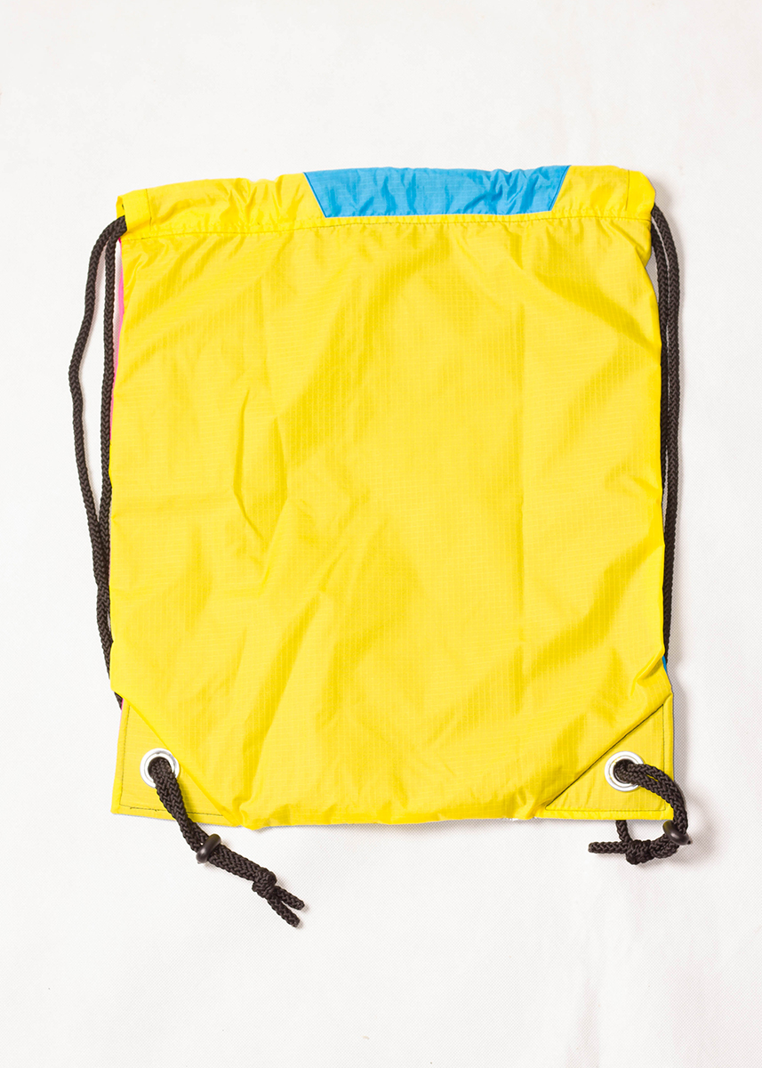 Yellow Pink Silver Drawstring Backpack