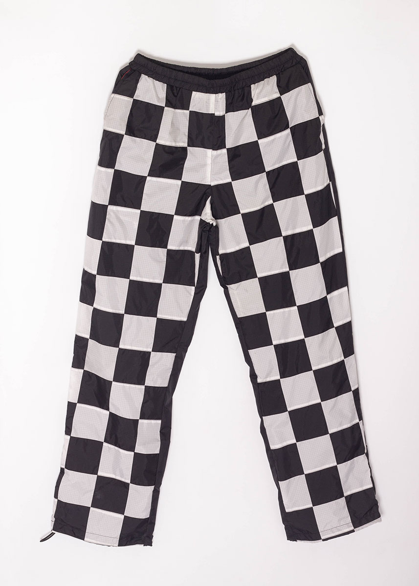 Black And White Checkered Patchwork Windbreaker Pants