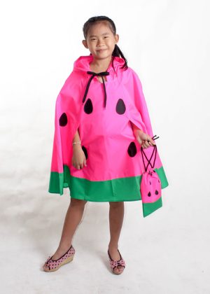 Kids watermelon rain poncho pink