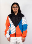 Black Hood Orange Blue Windbreaker Jacket