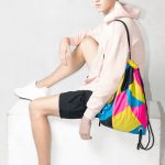Yellow Pink Black Drawstring Backpack Model