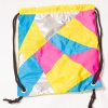 Yellow Pink Silver Drawstring Backpack Front zoom