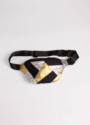 Gold and Silver Patchwork Fanny Pack Black 2