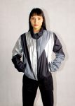 Black Silver Windbreaker Jacket Women