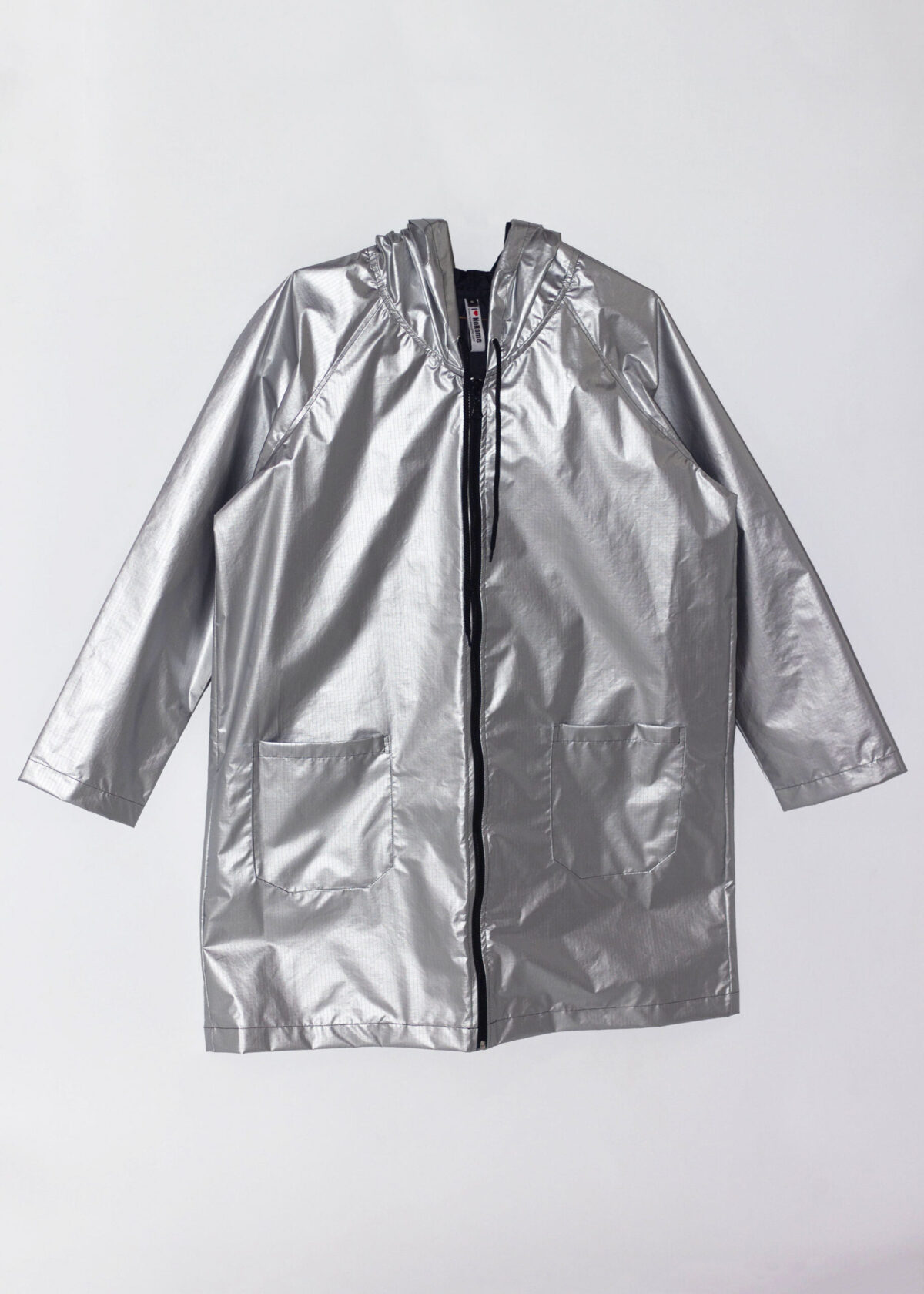 Matte Silver Metallic Long Windbreaker Jacket