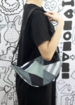 Black Gray Reflective Stripe Patchwork Crossbody Bag
