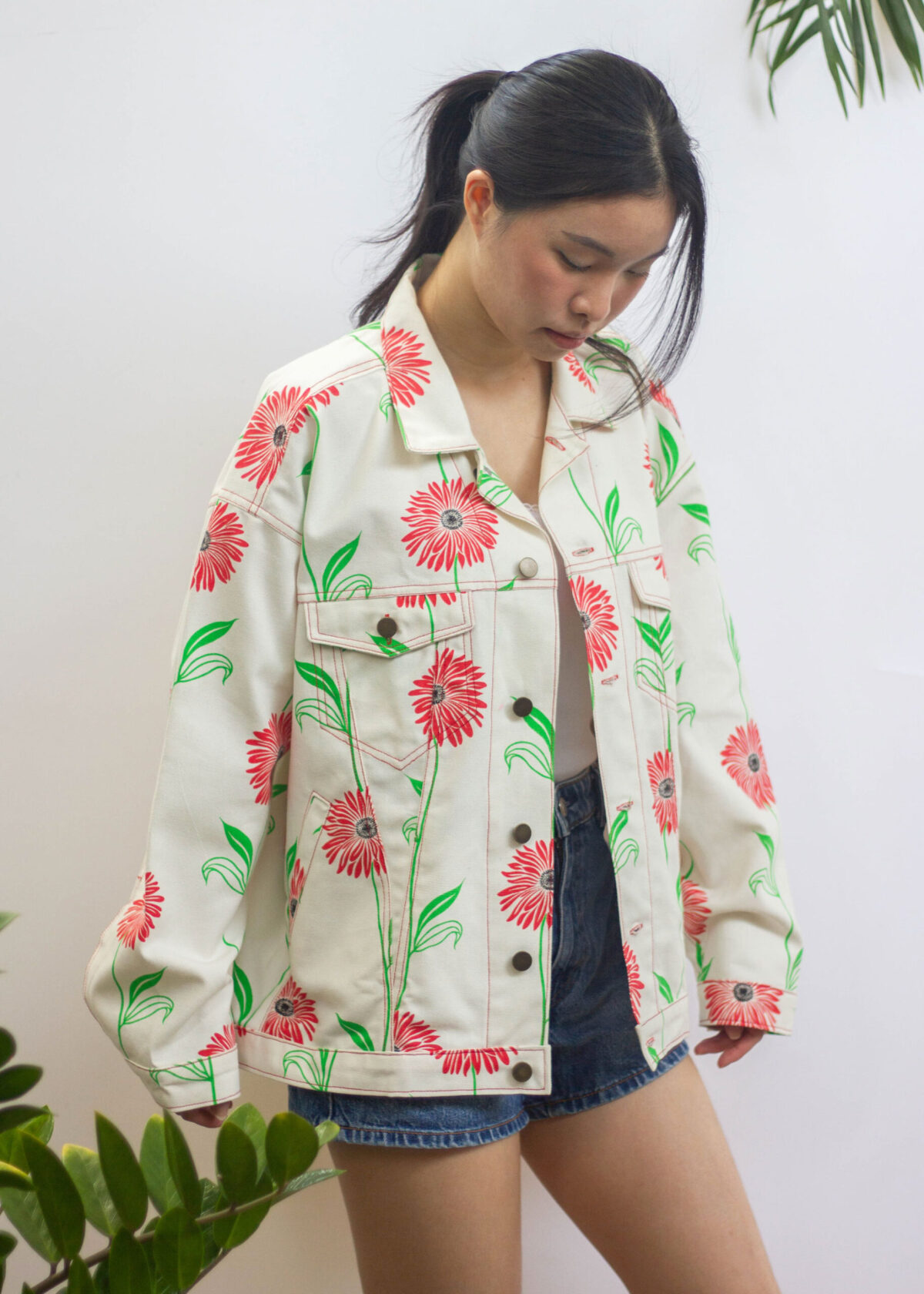 Red Floral Canvas Jacket