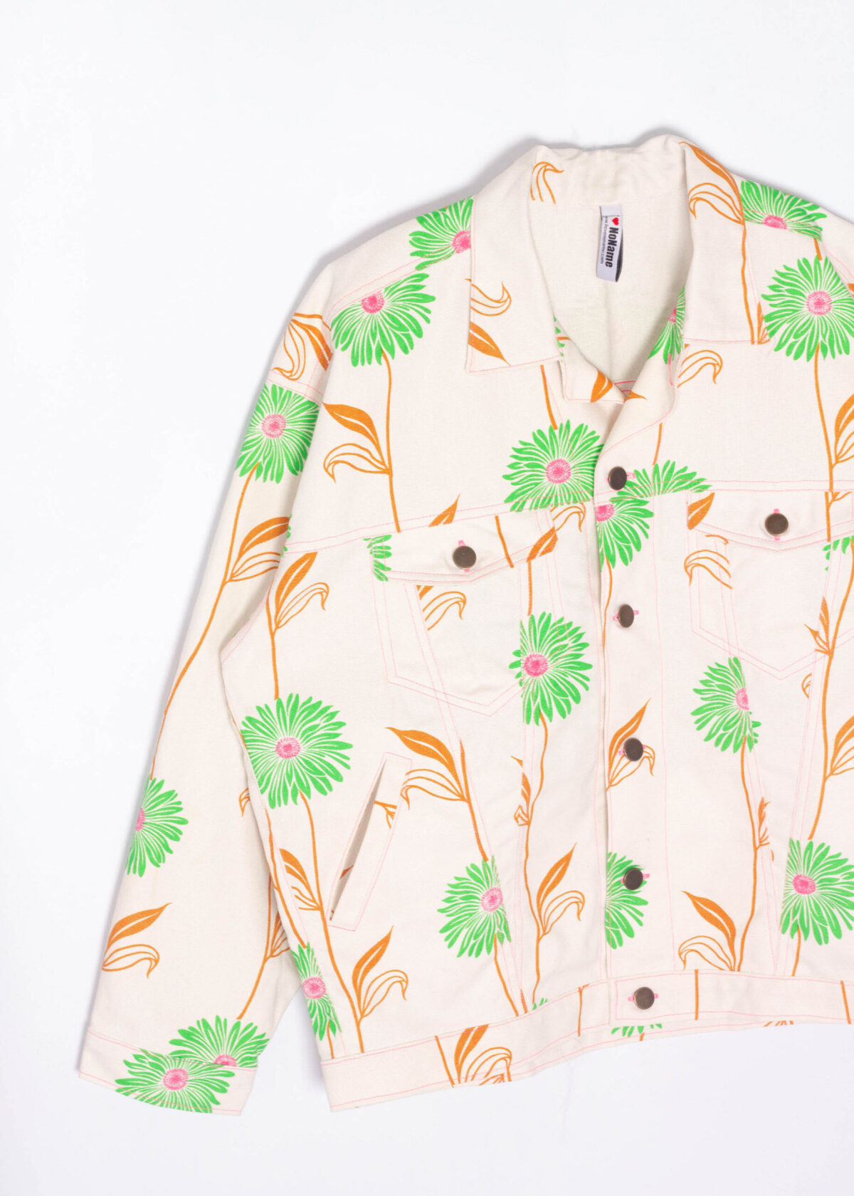 Green Pink Floral Canvas Jacket