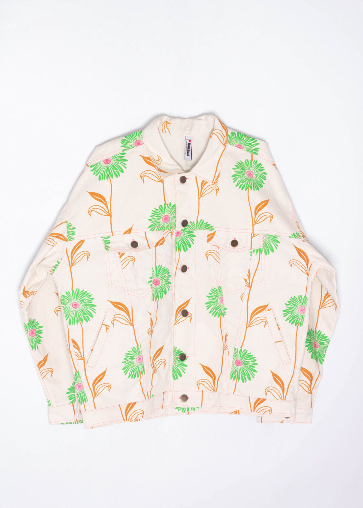 Green Pink Floral Canvas Jacket